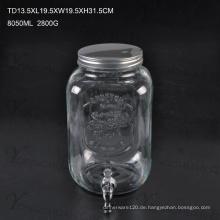 High Qualtiy 10L Glas Saft Getränke Eis Kalte Glas mit Hahn / Big Capacity Glas Mason Jar mit Scale